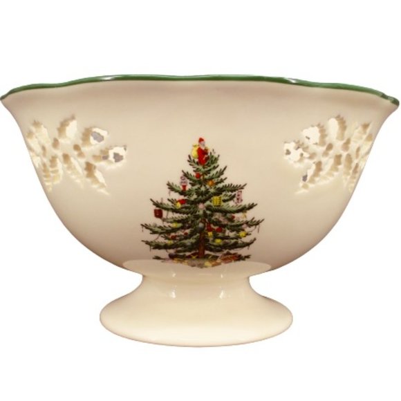 SPODE "Christmas Tree" Pierced Footed Compote/Bowl NWOT - Picture 7 of 7